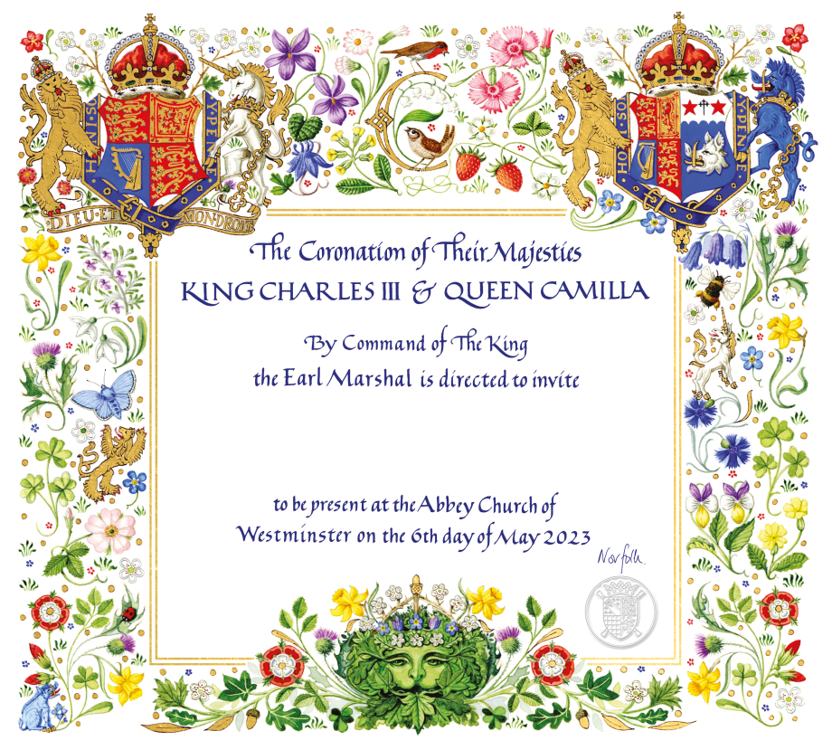 Официальное приглашение на коронацию от Карла III и Камиллы